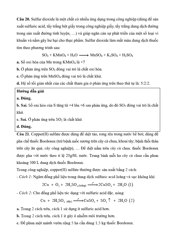 Đề kiểm tra Hóa học 10 Cánh diều Chủ đề 4 (có lời giải)