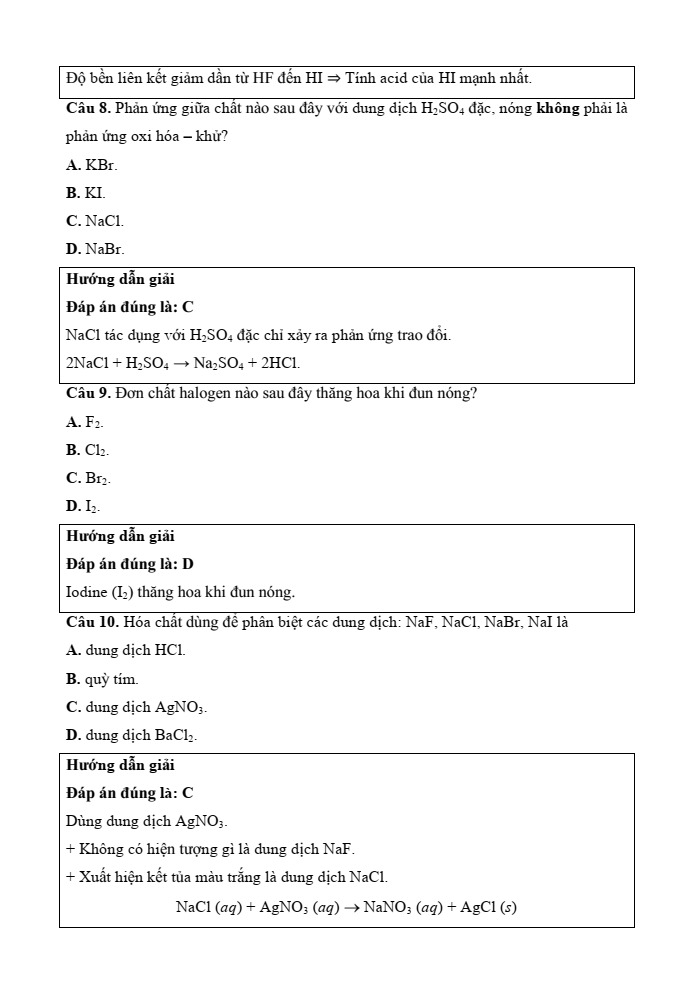 Đề kiểm tra Hóa học 10 Cánh diều Chủ đề 7 (có lời giải)