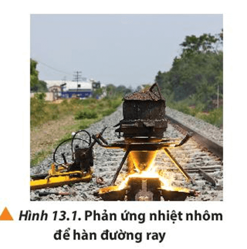 Viết phương trình hóa học của phản ứng xảy ra ở Hình 13.1 và nêu nhận xét