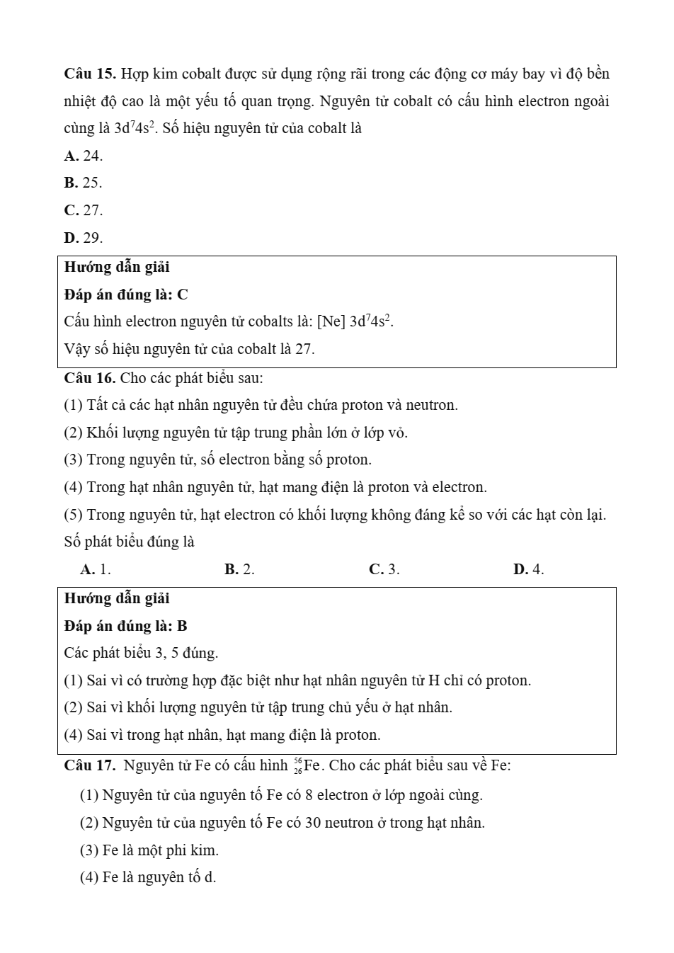 Đề kiểm tra Hóa học 10 Chân trời sáng tạo Chương 1 (có lời giải)