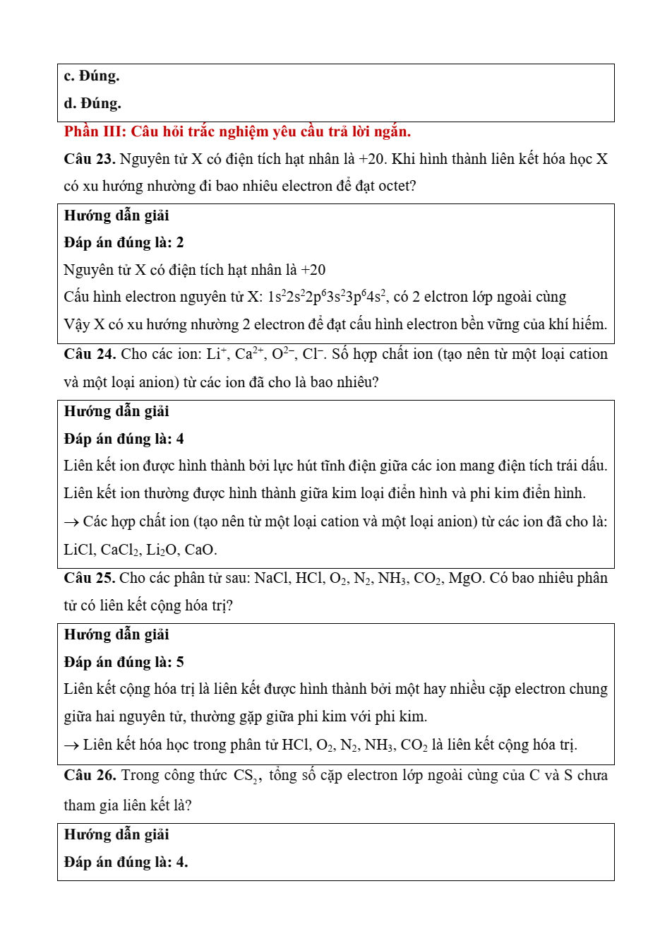 Đề kiểm tra Hóa học 10 Chân trời sáng tạo Chương 3 (có lời giải)