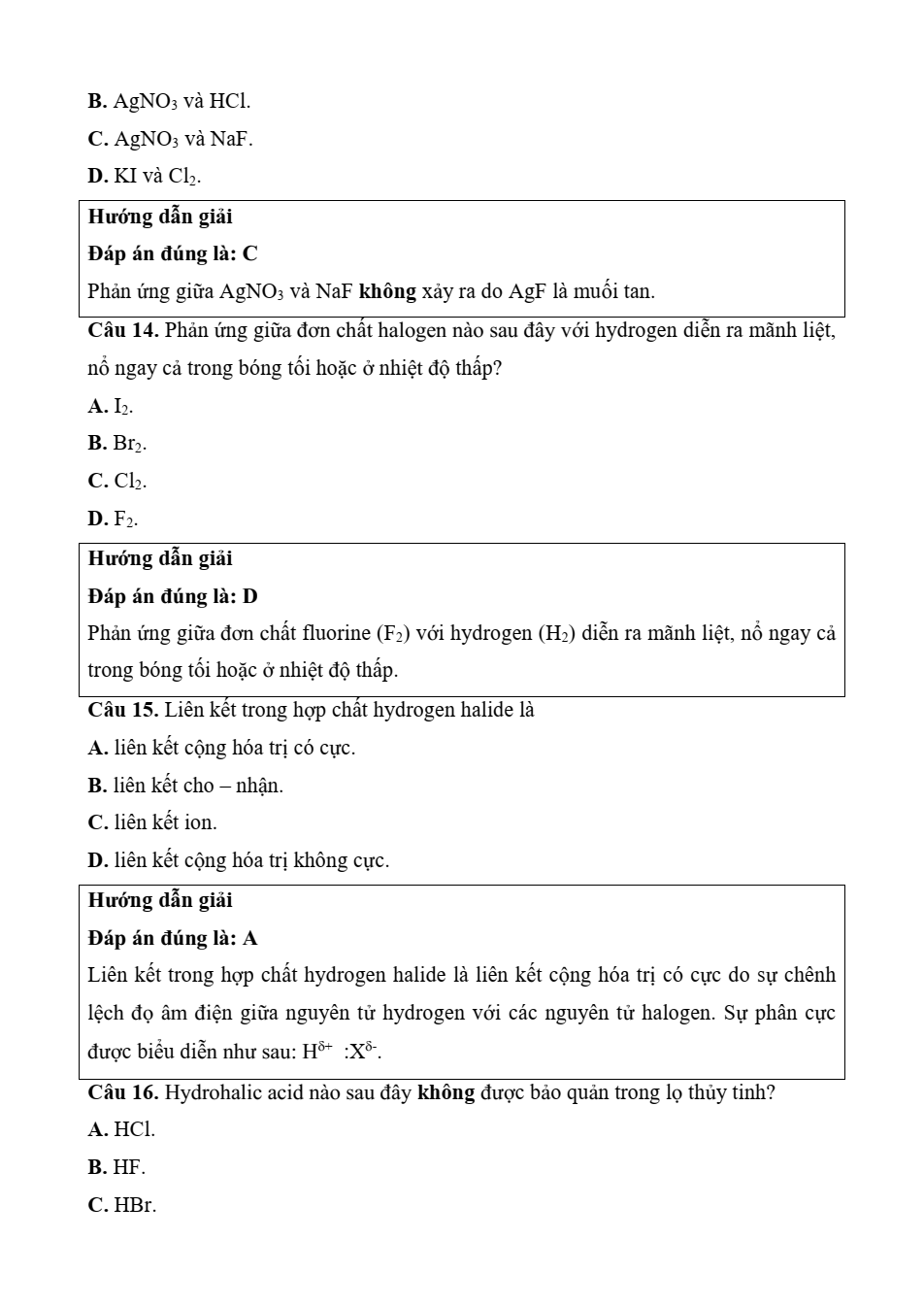 Đề kiểm tra Hóa học 10 Chân trời sáng tạo Chương 7 (có lời giải)