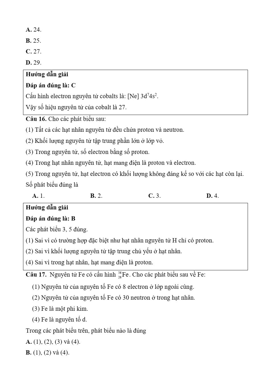 Đề kiểm tra Hóa học 10 Kết nối tri thức Chương 1 (có lời giải)