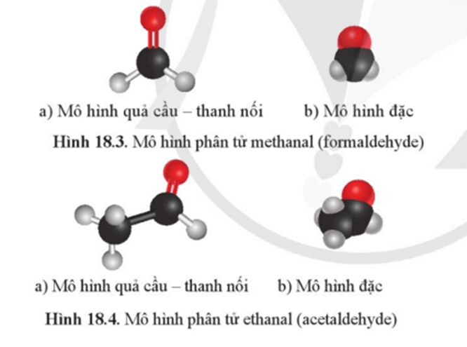 Hãy mô tả hình dạng phân tử methanal và ethanal