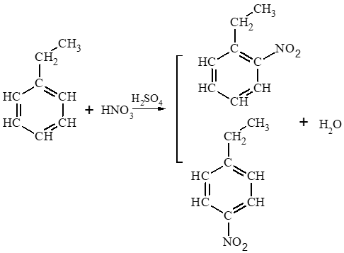 Viết phương trình phản ứng của ethylbenzene với các tác nhân sau Br2/FeBr3, nhiệt độ