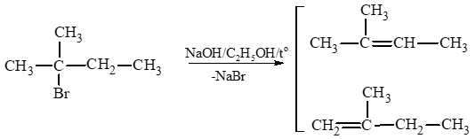 Thực hiện phản ứng tách hydrogen bromide của hợp chất 2–bromo–2–methylbutane thu được những alkene nào