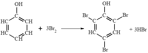 Phản ứng của phenol với nước bromine: Phản ứng của phenol với nước bromine được tiến hành như sau