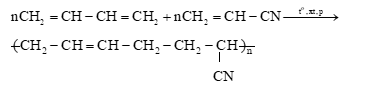Viết phương trình phản ứng điều chế cao su buna-N từ buta-1,3-diene và acrylonitrile