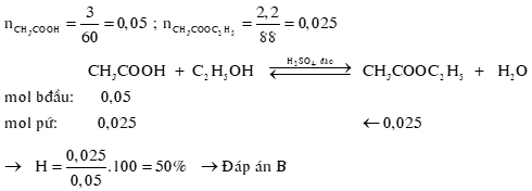 Bài tập về hiệu suất phản ứng ester hoá lớp 12 (Chuyên đề dạy thêm Hóa 12)