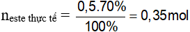 Bài tập về Hiệu suất phản ứng ester hóa có lời giải