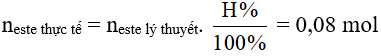 Bài tập về Hiệu suất phản ứng ester hóa có lời giải