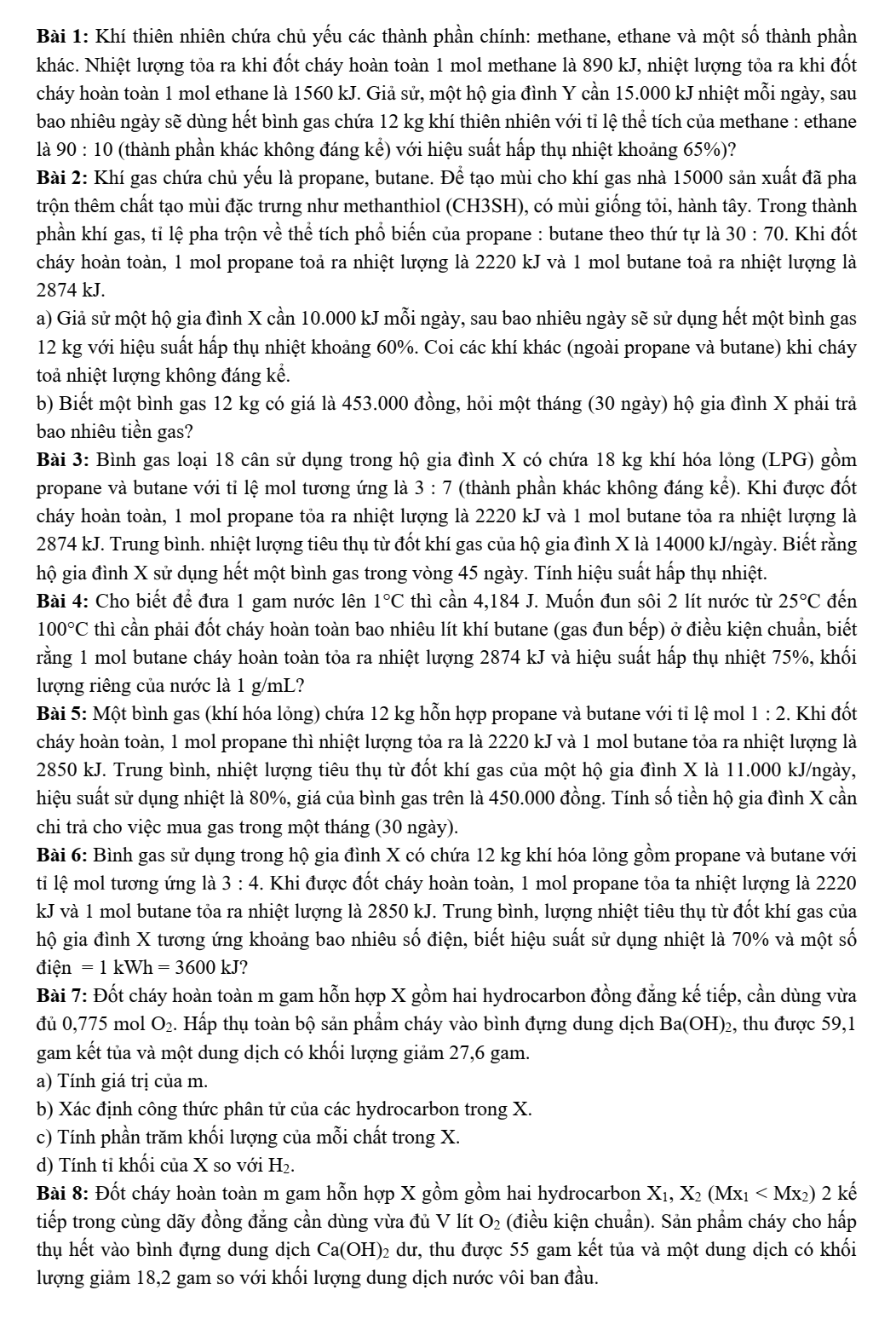 Chuyên đề bồi dưỡng HSG Hóa học 9 Alkane (có lời giải)