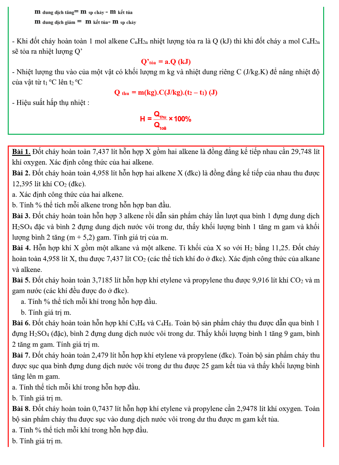 Chuyên đề bồi dưỡng HSG Hóa học 9 Alkene (có lời giải)
