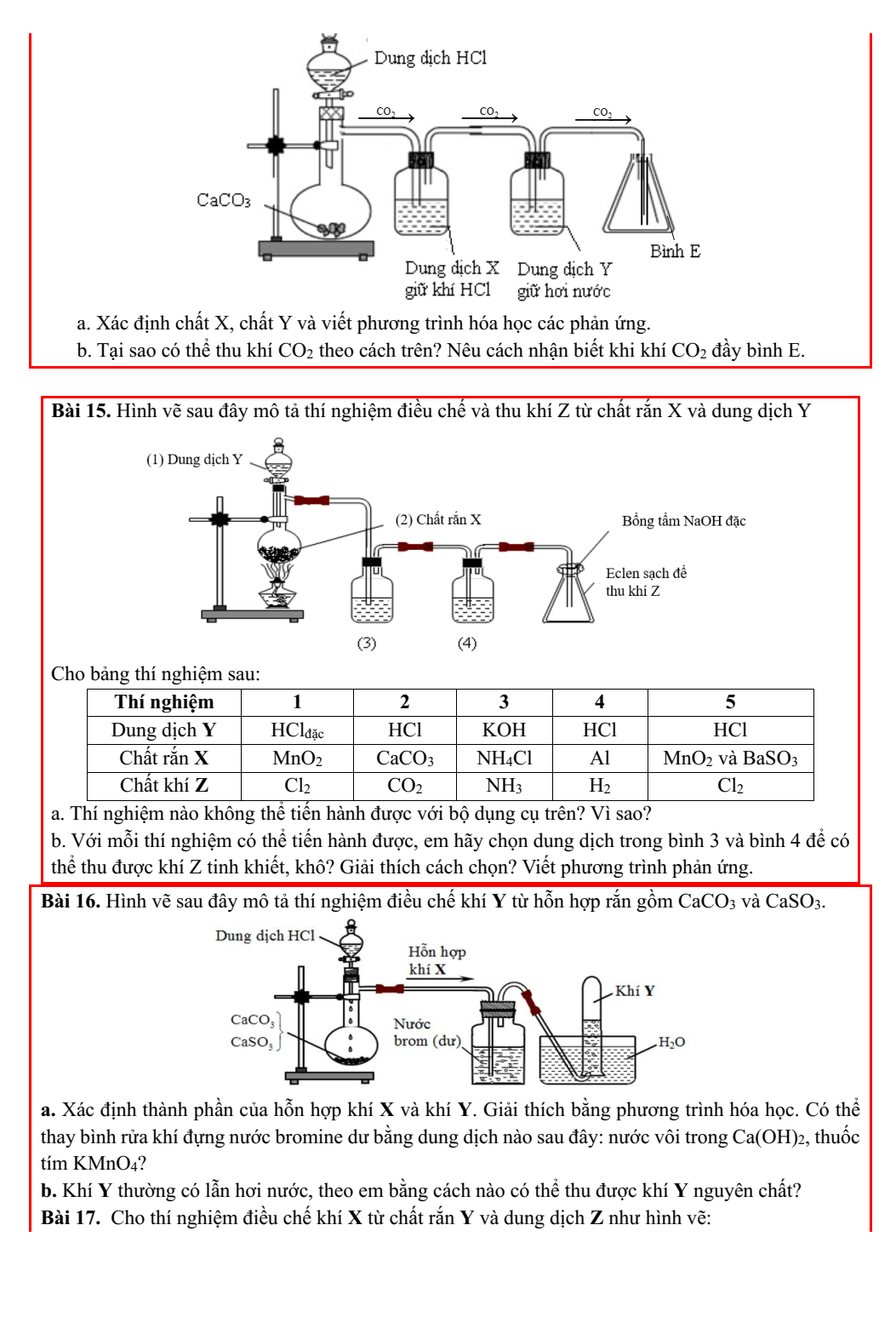 Chuyên đề bồi dưỡng HSG Hóa học 9 Bài tập hình vẽ thí nghiệm hóa học (có lời giải)