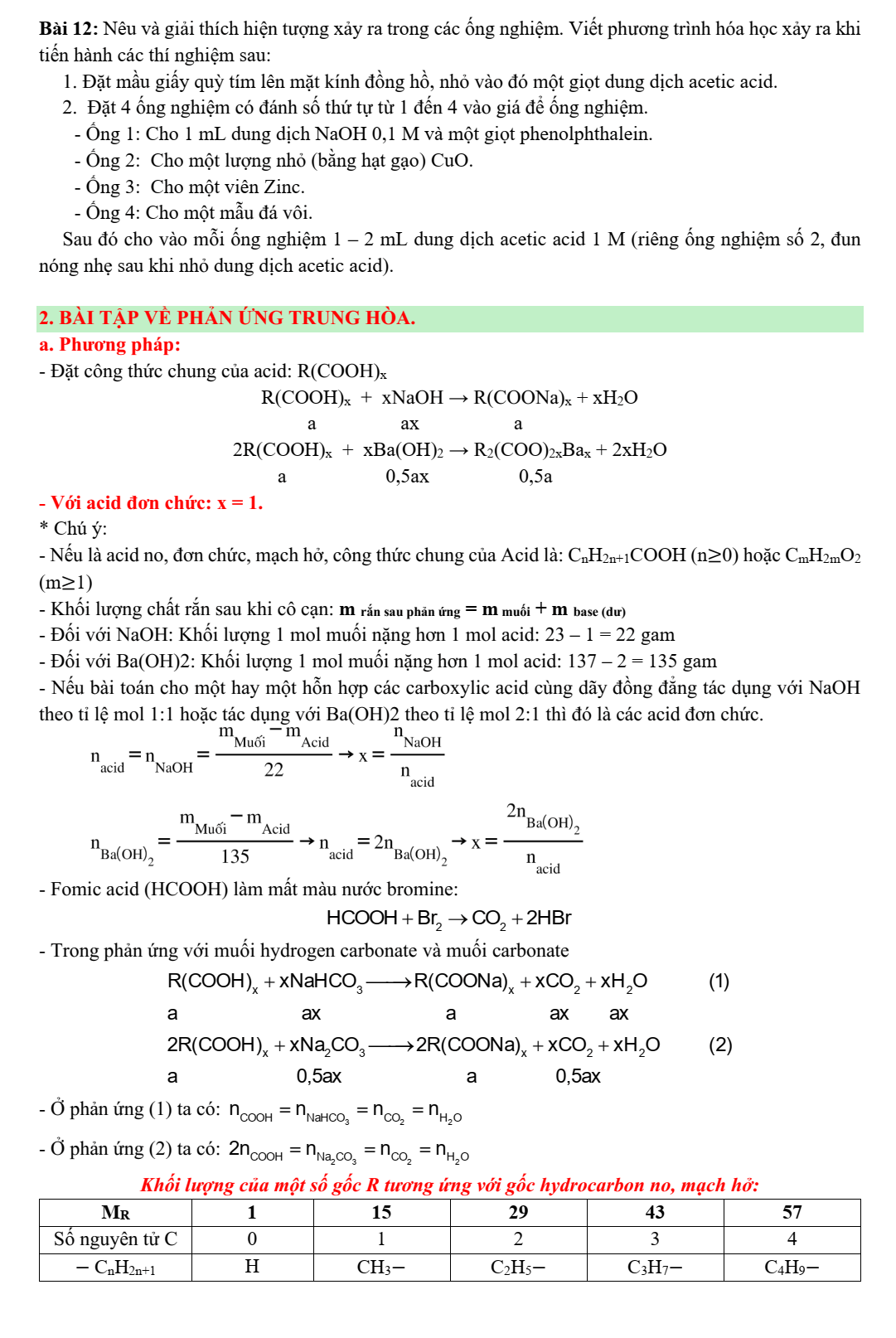 Chuyên đề bồi dưỡng HSG Hóa học 9 Carboxylic acid (có lời giải)