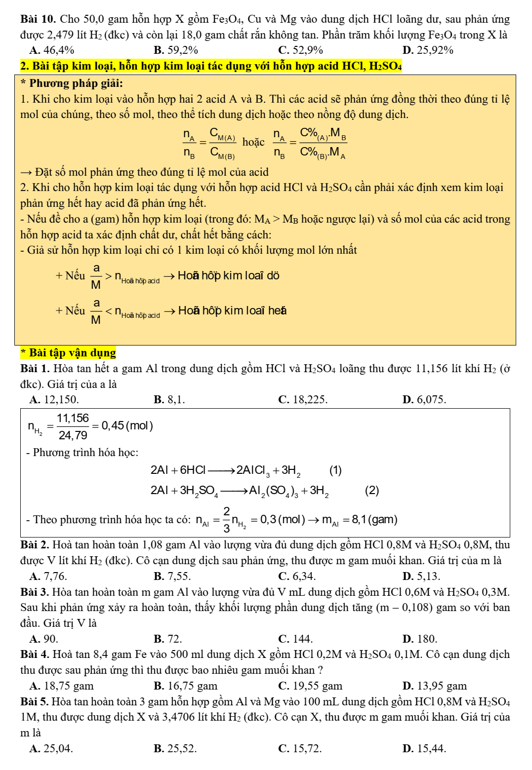 Chuyên đề bồi dưỡng HSG Hóa học 9 Kim loại (có lời giải)