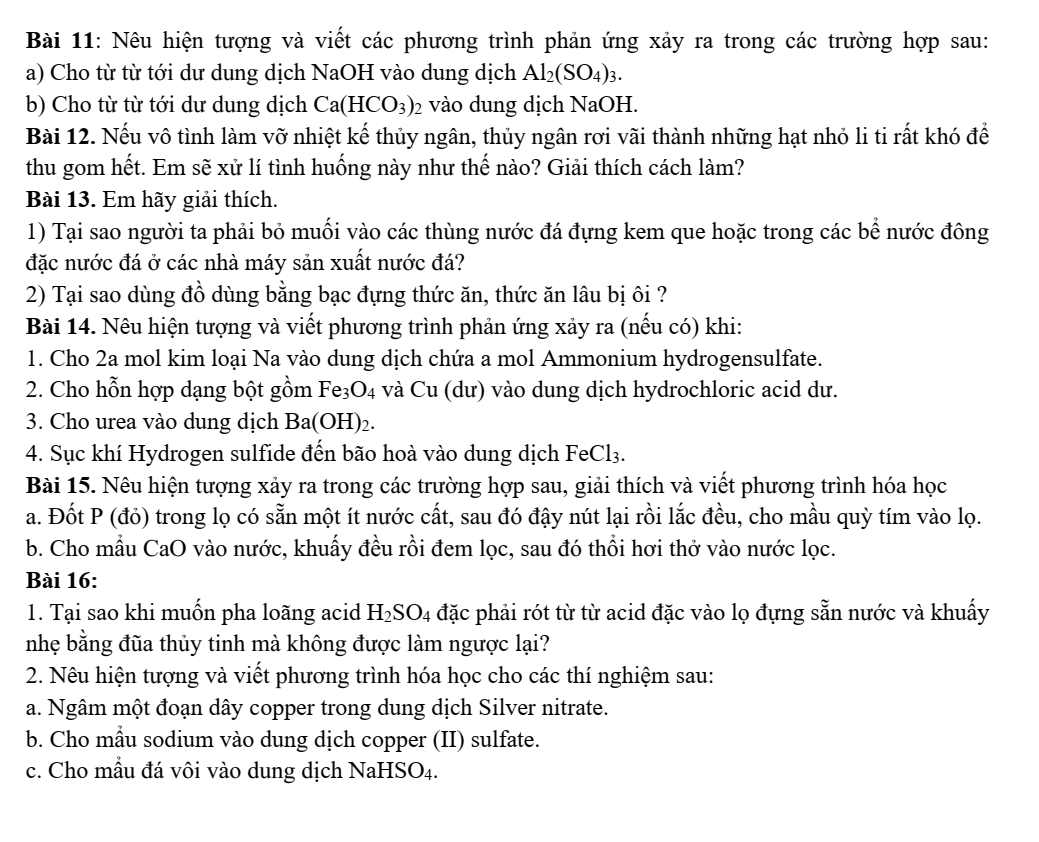 Chuyên đề bồi dưỡng HSG Hóa học 9 Nêu hiện tượng, giải thích hiện tượng thực tế (có lời giải)