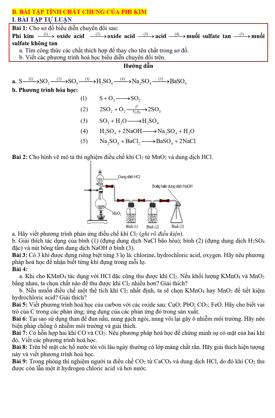 Chuyên đề bồi dưỡng HSG Hóa học 9 Phi kim (có lời giải)