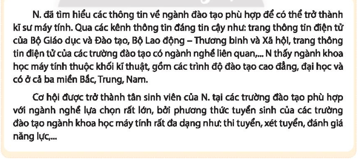 Tìm kiếm thông tin cơ bản về hệ thống trường đào tạo liên quan đến nghề lựa chọn theo cách thức N.thực hiện