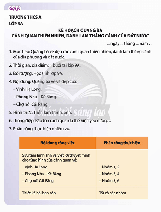 HĐTN 9 Chân trời sáng tạo Chủ đề 7: Bảo vệ môi trường và quảng bá cảnh quan đất nước | Giải Hoạt động trải nghiệm 9