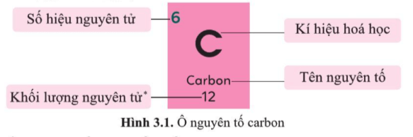 Hình 3.1 cho biết các thông tin gì về nguyên tố carbon?