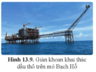 Hình 13.9 là giàn khoan khai thác dầu thô trên mỏ Bạch Hổ, nằm cách bờ biển Vũng Tàu