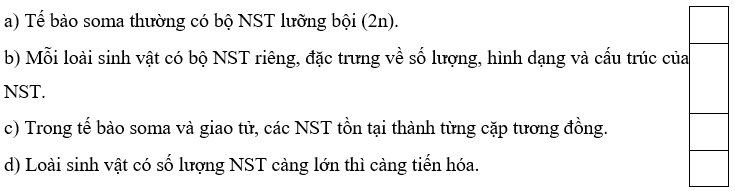 Trắc nghiệm KHTN 9 Cánh diều Bài 35 (có đáp án): Nhiễm sắc thể và bộ nhiễm sắc thể | Khoa học tự nhiên 9