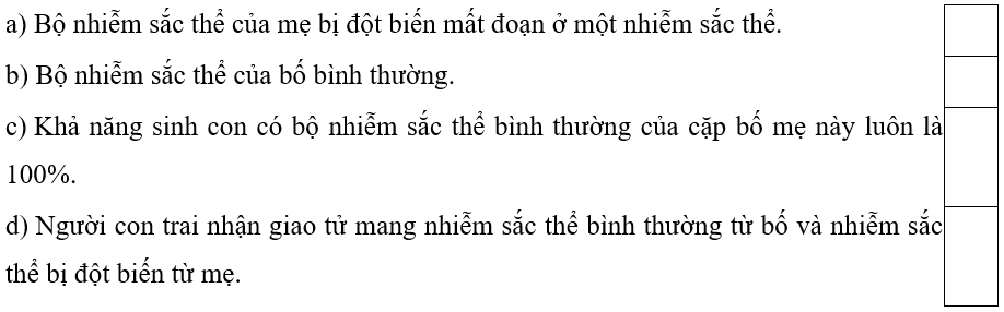 Trắc nghiệm KHTN 9 Chân trời sáng tạo Bài 41 (có đáp án): Cấu trúc nhiễm sắc thể và đột biến nhiễm sắc thể | Khoa học tự nhiên 9