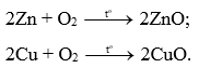 Viết phương trình hoá học của phản ứng giữa kẽm (zinc), đồng với khí oxygen