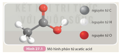 Dựa vào mô hình phân tử acetic acid (Hình 27.1), hãy viết công thức phân tử