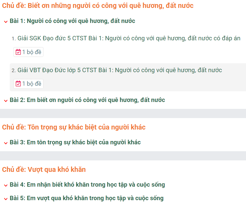 Học online Đạo đức lớp 5 Chân trời sáng tạo (hiệu quả nhất)