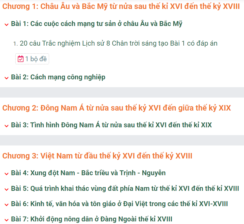 Học online Lịch Sử 8 Chân trời sáng tạo (hiệu quả nhất)