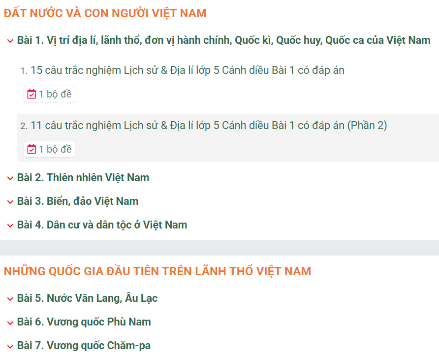 Học online Lịch Sử & Địa Lí lớp 5 Cánh diều (hiệu quả nhất)