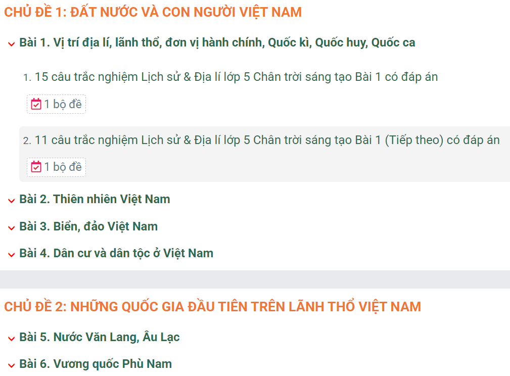 Học online Lịch Sử & Địa Lí lớp 5 Chân trời sáng tạo (hiệu quả nhất)