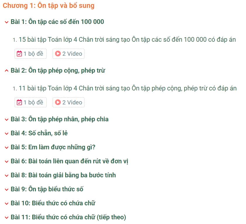 Học online Toán lớp 4 Chân trời sáng tạo (hiệu quả nhất)