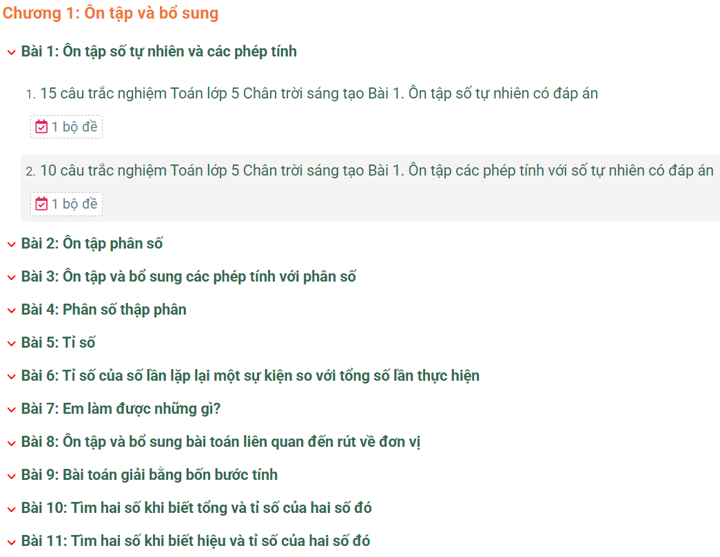 Học online Toán lớp 5 Chân trời sáng tạo (hiệu quả nhất)