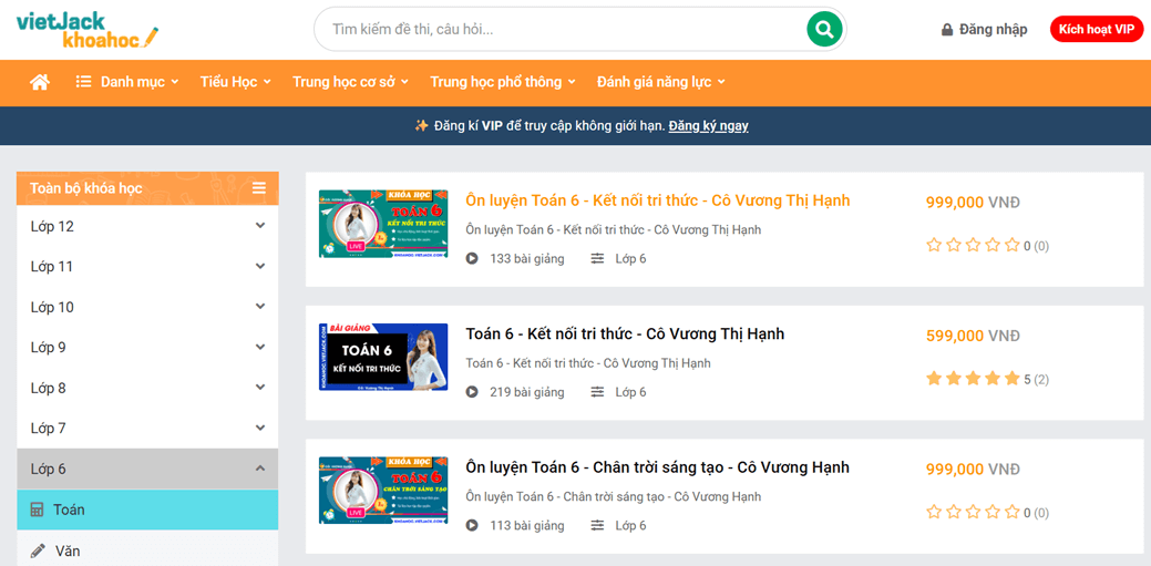 Khóa học online Toán 6 Kết nối tri thức (hay nhất)