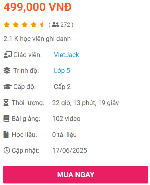 (Video) Khóa học online Toán lớp 5 Chân trời sáng tạo (hay nhất)