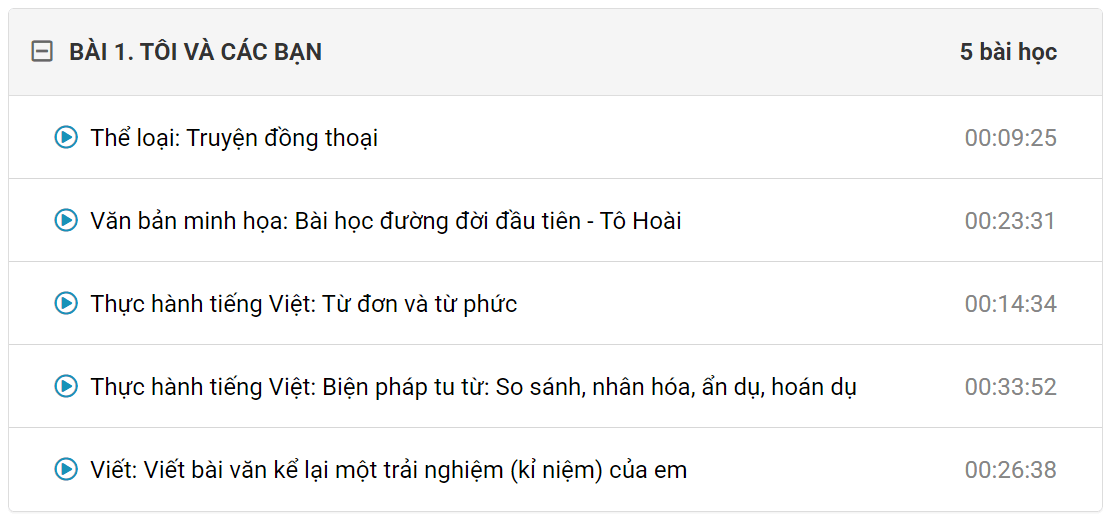 Khóa học online Văn 6 Kết nối tri thức (hay nhất)