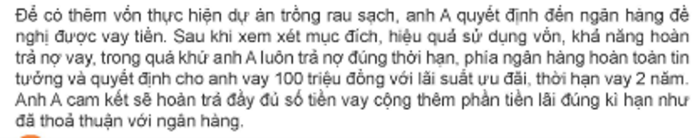 Trong hợp đồng vay tiền, anh A cam kết phải hoàn trả lại ngân hàng với nội dung