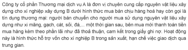Chủ thể tham gia dịch vụ tín dụng thương mại này là ai? Đối tượng giao dịch là gì?