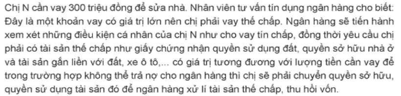 Chị N có trách nhiệm gì khi thực hiện vay thế chấp của ngân hàng