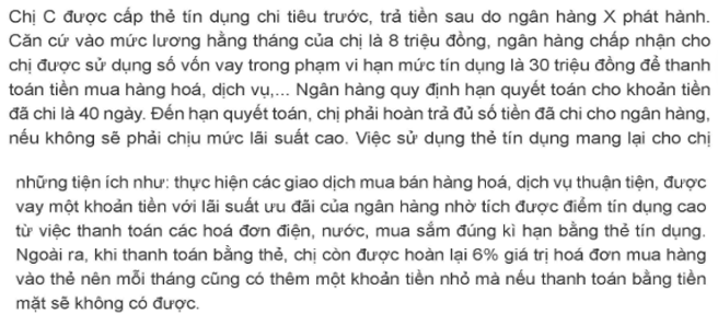 Chị C có trách nhiệm gì khi sử dụng thẻ tín dụng ngân hàng?