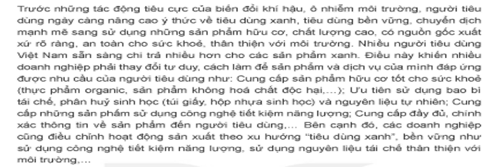 Thông tin trên cho thấy chủ thể tiêu dùng có vai trò gì đối với sự phát triển của nền kinh tế