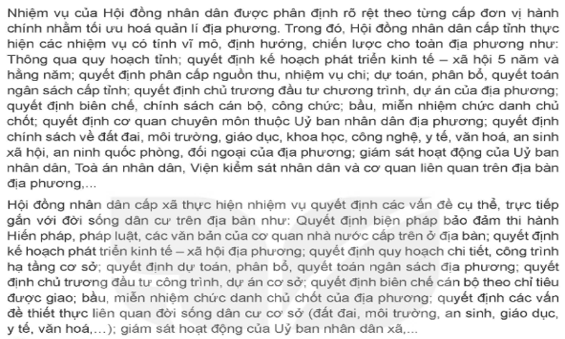 Hãy trình bày khái quát những nhiệm vụ cơ bản của Hội đồng nhân dân các cấp
