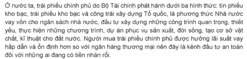 Trong hoạt động tín dụng phát hành trái phiếu chính phủ, chủ thể vay và chủ thể cho vay là ai
