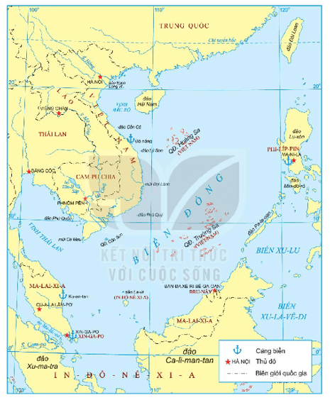 Xác định vị trí của Biển Đông kể tên các nước và vùng lãnh thổ tiếp giáp với Biển Đông