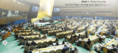 Hình dưới đây là phiên khai mạc Đại hội đồng Liên hợp quốc khoá 77 vào ngày 13-9-2022