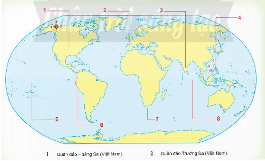 Quan sát lược đồ sau và cho biết các đại dương, lục địa, các quốc gia (ảnh 2)