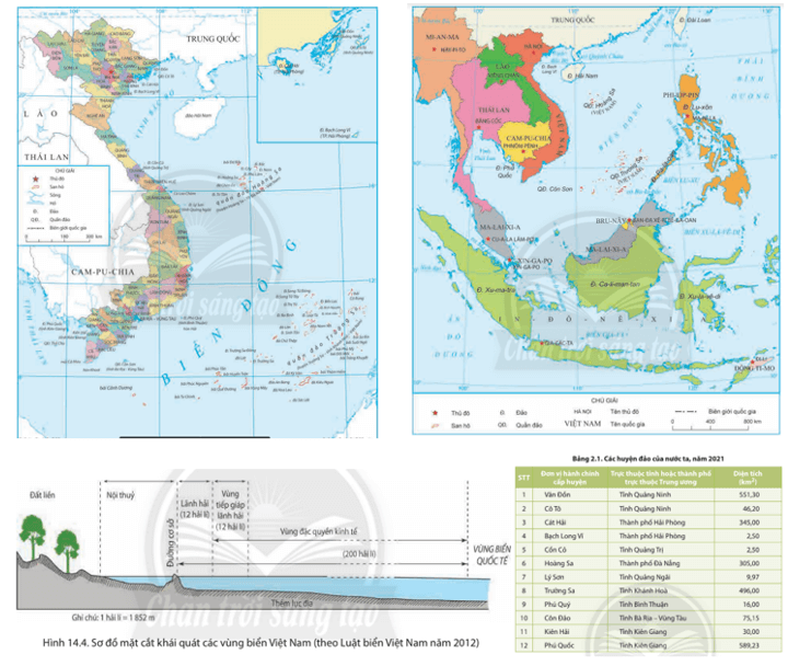 Xác định vị trí địa lí và phạm vi các vùng biển Việt Nam